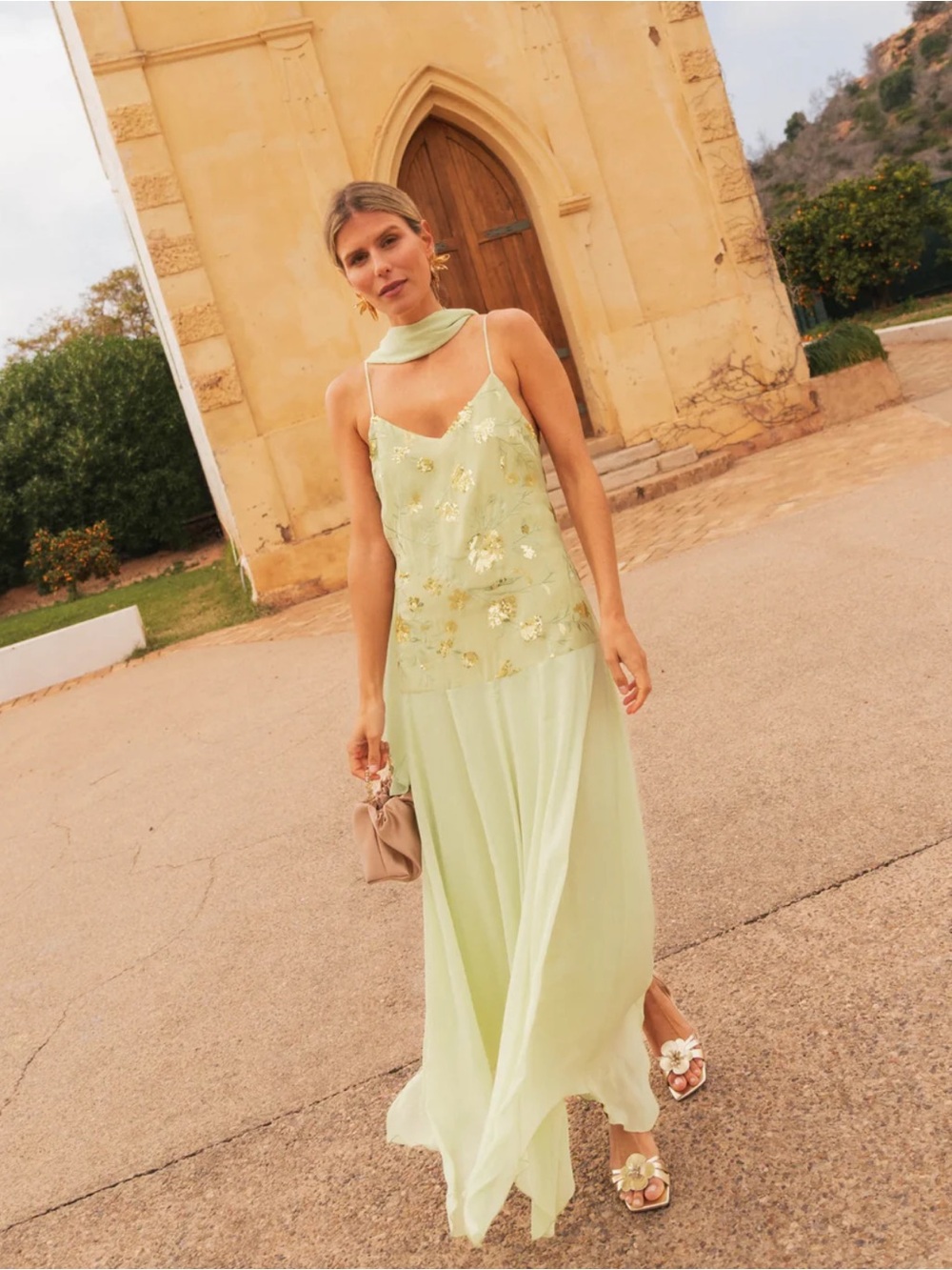 Light Green Embellished Event Dress